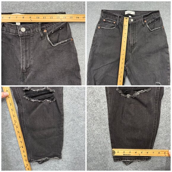 Abercrombie Fitch Curve Love Ultra High Rise Black Jean Goth Grunge 29 8 X Short - Picture 8 of 14